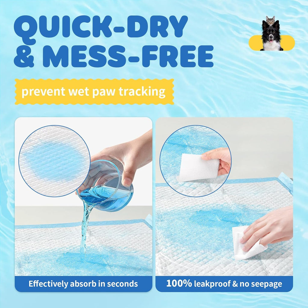 Powools 100-Pack X-Large Puppy Pads - 34'' x 28'' Pee Pads for Dogs Potty Training with Leak-Proof Quick-Dry Design, 6-Layer Wee Wee Pads for Dogs, Blue