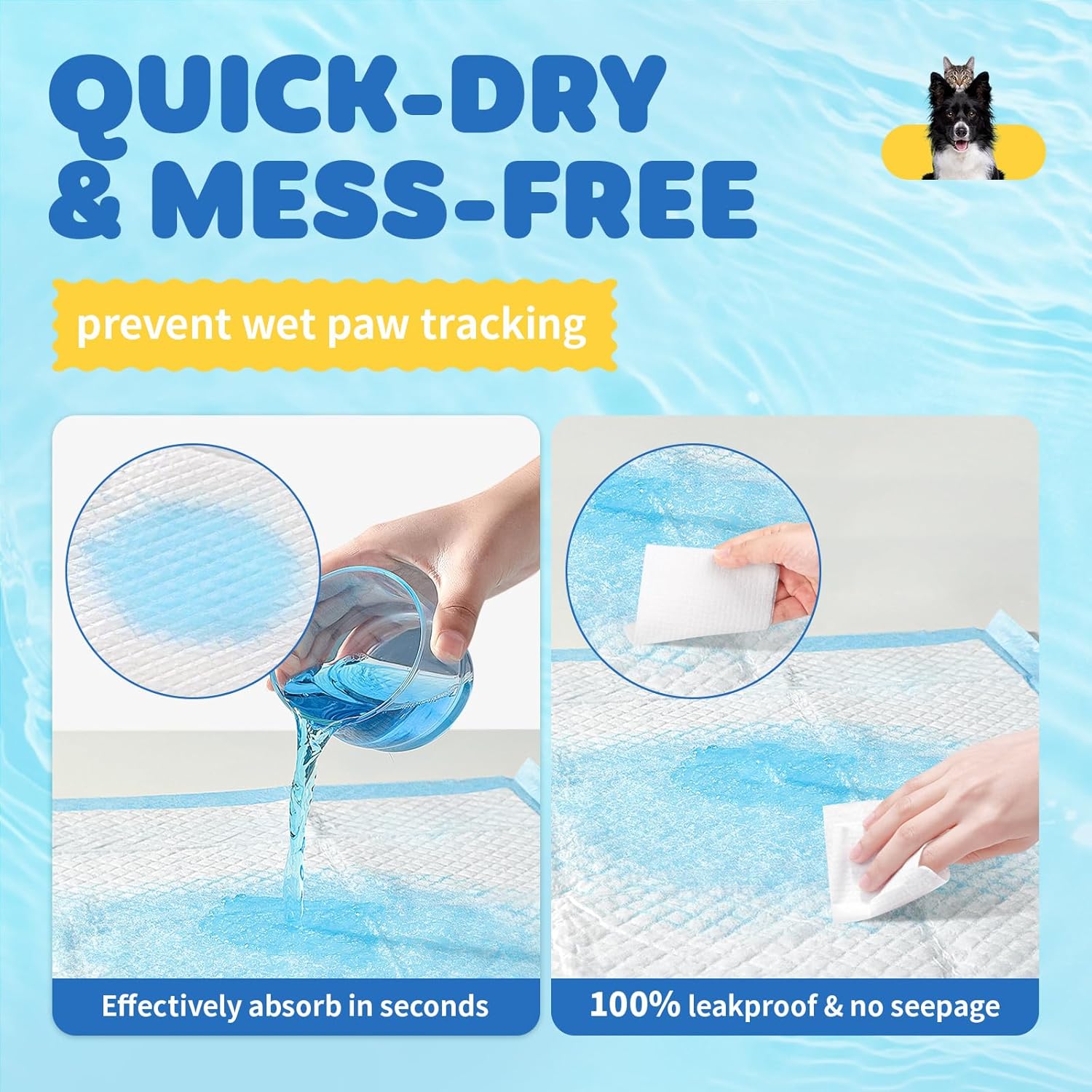 Powools 100-Pack X-Large Puppy Pads - 34'' x 28'' Pee Pads for Dogs Potty Training with Leak-Proof Quick-Dry Design, 6-Layer Wee Wee Pads for Dogs, Blue