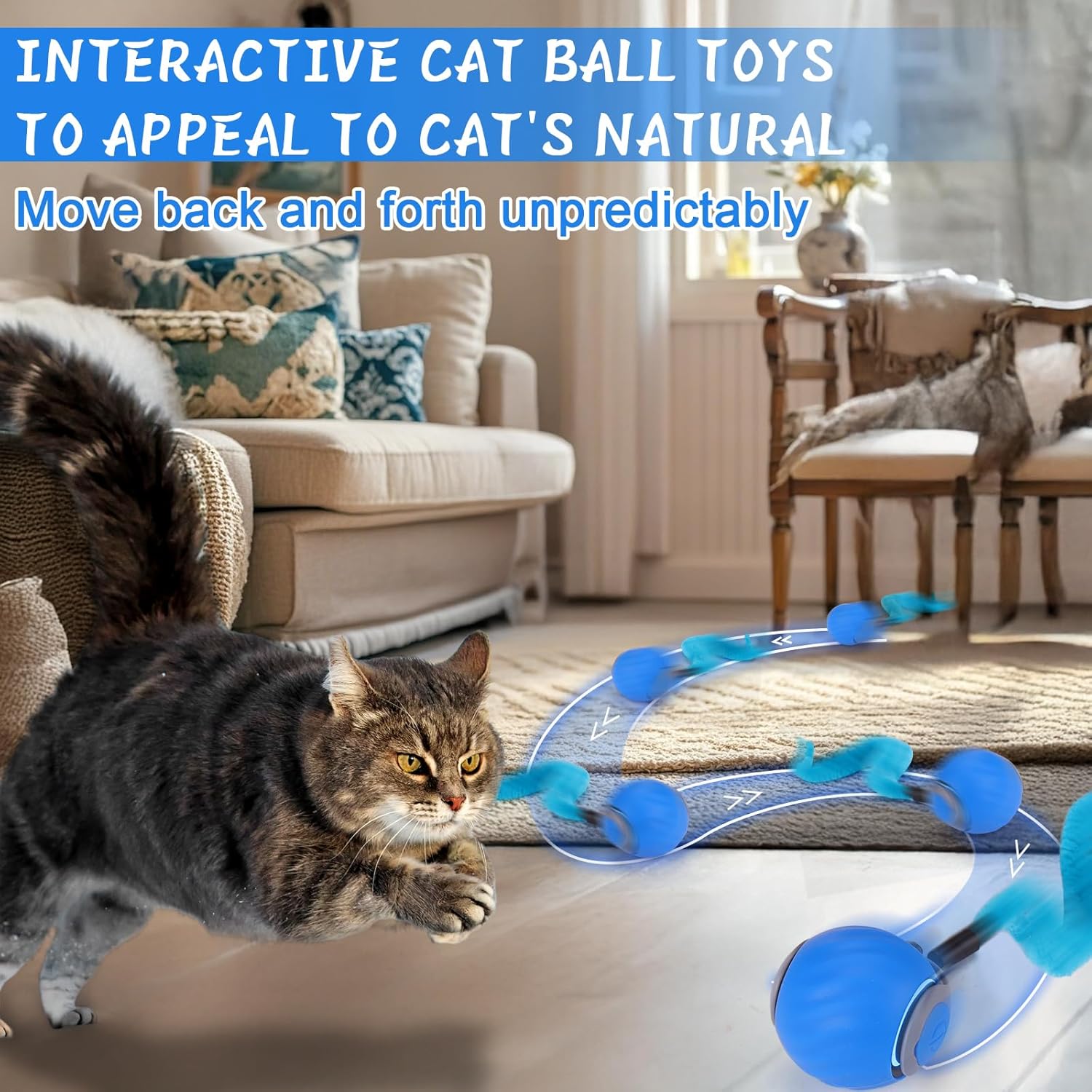 Automatic Interactive Cat Toys for Indoor Cats with 3 Tails