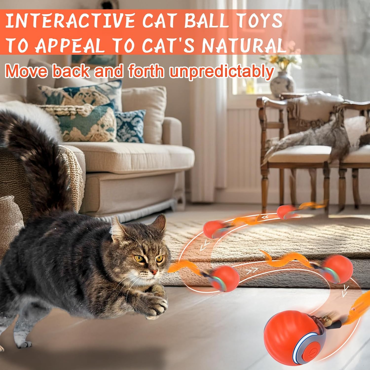 Automatic Interactive Cat Toys for Indoor Cats with 3 Tails