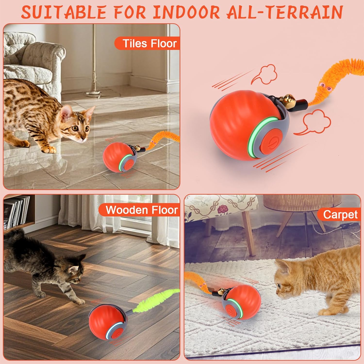 Automatic Interactive Cat Toys for Indoor Cats with 3 Tails